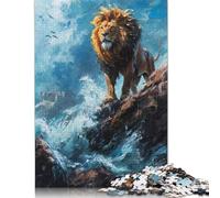 Puzzle Rettangolare Seaside Lion Majesty, Carta da Gioco, Puzzle Rettangolare per Bambini Adulti, Regali di Natale 1000 Pezzi (26x38cm)