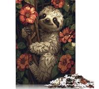Puzzle rettangolari con bradipo sorridente tra i fiori, regalo per bambini dai 12 anni in su, 520 pezzi (52x38 cm)