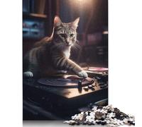 Puzzle rettangolari creativi per adulti, 1000 pezzi, Deejay Cat Scratching Club, puzzle in legno, gioco pratico, decorazione per la famiglia, 1000 pezzi (75x50 cm)