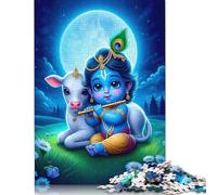 Puzzle rettangolari creativi per adulti, 1000 pezzi, piccolo Krishna con vitello, puzzle di carta, gioco pratico, decorazione per la famiglia, 1000 pezzi (75x50 cm)