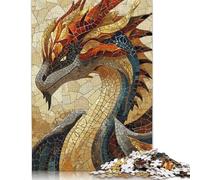 Puzzle rettangolari creativi per adulti, 1000 pezzi, puzzle in legno a mosaico con drago, gioco pratico, decorazione per la famiglia, 1000 pezzi (75x50 cm)