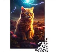 Puzzle rettangolari creativi per adulti, 1000 pezzi, simpatico gatto seduto su Marte, puzzle in legno, gioco pratico, decorazione per la famiglia, 1000 pezzi (75x50 cm)