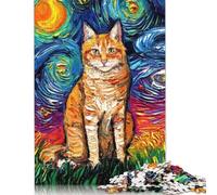 Puzzle rettangolari di carta con gatto nero nella notte stellata, regalo per bambini dai 12 anni in su, 1500 pezzi (85x57 cm)
