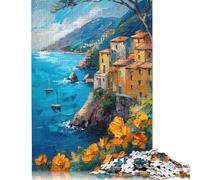 Puzzle rettangolari di carta con motivo a coste floreali e oceano, regalo per bambini dai 12 anni in su, 1500 pezzi (85x57 cm)