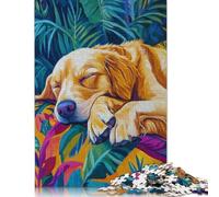 Puzzle rettangolari di Golden Retriever addormentato, regalo per bambini dai 12 anni in su, 520 pezzi (52x38 cm)