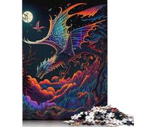 Puzzle rettangolari in carta con drago volante al neon, regalo per bambini dai 12 anni in su, 1500 pezzi (85x57 cm)