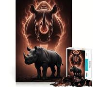 Puzzle Rhino Power︰ Forza e Maestà per adolescenti, 1000 pezzi, con immagini nitide e divertenti, decorazione murale (38x52cm)