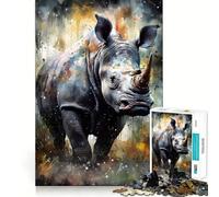 Puzzle Rhino Watercolors da 1000 pezzi per ragazzi, ideale per migliorare la memoria, per un'attività rilassante e divertente, con bordi precisi e un regalo elegante (38x52cm)