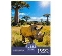 Puzzle Rhinoceros 1000 Pezzi Per Adulti E Ragazzi, Rompicapo Con African Savanna, Gioco Per Famiglie, Regalo Per Adulti E Ragazzi 70x50cm/1000pcs