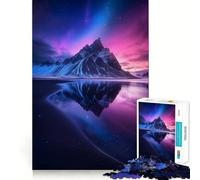 Puzzle "Riflesso di montagna sotto l'aurora boreale" per ragazzi, 1000 pezzi, gioco di logica, divertente e rilassante, opera d'arte da collezione (38x52cm)