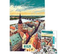 Puzzle Riga da 1000 pezzi per ragazzi con schema di assemblaggio per allenare la mente e la manualità amici e familiari 38x26cm