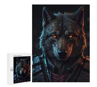 Puzzle rigido per adulti, 500 pezzi, lupo con occhi luminosi, puzzle per adulti giochi rilassanti sfida difficile difficile da completare 500 pezzi