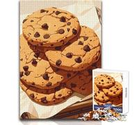 Puzzle rigido per adulti con biscotti con gocce di cioccolato impilati su un vassoio, 1000 pezzi, gioco educativo per stimolare la mente, valore sentimentale, dimensioni 50x75cm