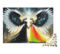 Puzzle Rilassante 1000 pezzi Angeli del Bene e del Male Ali Bianche Nere Anti-Stress Esercizio Mentale Anziani Adolescenti Principianti 70x50cm