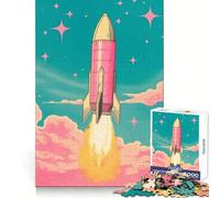 Puzzle Risograph Rocket da 1000 pezzi per ragazzi, gioco interattivo di gruppo, immagine da assemblare, decorazione murale (50x75cm)