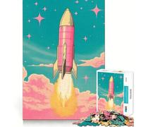 Puzzle Risograph Rocket da 1000 pezzi per ragazzi, gioco interattivo di gruppo, immagine da assemblare, decorazione murale (50x75cm)