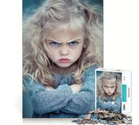 Puzzle "Ritratto di bambina arrabbiata" per adolescenti,1000 pezzi,gioco stimolante per la mente,montaggio sicuro e stabile,attività di condivisione per i propri cari (50x75cm)