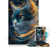 Puzzle "Ritratto di gatto mistico" per adulti, 1000 pezzi, gioco di abilità mentale, assemblaggio lento, regalo delizioso (50x75cm)