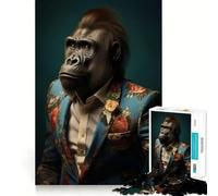 Puzzle "Ritratto di Gorilla" da 1000 pezzi per adulti, gioco di logica e svago, bordi lisci, regalo stagionale (38x52cm)