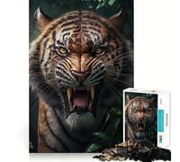 Puzzle "Ritratto di Tigre Arrabbiata" per Adulti,1000 Pezzi,Gioco di Concentrazione,Taglio di Precisione,Bordi Lisci,Divertente Sfida per il Tempo di Attesa (38x26cm)