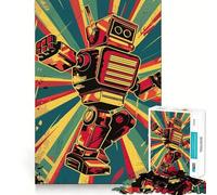 Puzzle robot danzante retrò per adolescenti, 1000 pezzi, gioco intelligente antistress con bordi affilati, regalo di compleanno (50x75cm)