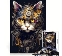 Puzzle Robot Gatto da 1000 pezzi per adolescenti, gioco di logica stimolante per il relax mentale, bordi trasparenti, regalo elegante (50x75cm)
