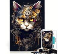 Puzzle Robot Gatto da 1000 pezzi per adolescenti, gioco di logica stimolante per il relax mentale, bordi trasparenti, regalo elegante (50x75cm)