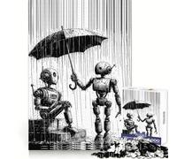 Puzzle Robot Ombrello Pioggia per Adolescenti 1000 Pezzi Stimola la Memoria Rilassante Divertimento Taglio Premium Elegante Regalo (50x75cm)