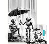 Puzzle Robot Ombrello Pioggia per Adolescenti 1000 Pezzi Stimola la Memoria Rilassante Divertimento Taglio Premium Elegante Regalo (50x75cm)