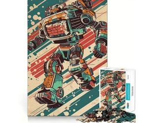 Puzzle robot radio retrò da 1000 pezzi per adulti, gioco intelligente e divertente, bordi lisci, decorazione da parete (38x26cm)