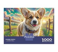 Puzzle robusto e liscio in cartone da 1000 pezzi raffigurante un Welsh Corgi, con supporto laterale rustico, per adulti, attività per i giorni di pioggia, regalo per il tempo, 52x38 cm/1000 pezzi