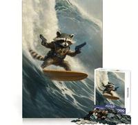 Puzzle Rocket Raccoon Surfing da 1000 pezzi per ragazzi, gioco di logica stimolante, rilassante, con bordi trasparenti, regalo elegante (38x26cm)