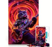 Puzzle Rockstar Cat da 1000 pezzi per adulti: stimola la memoria, regala divertimento e tranquillità, con taglio di alta qualità e un regalo memorabile (50x75cm)