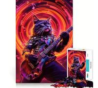 Puzzle Rockstar Cat da 1000 pezzi per ragazzi, ideale per migliorare la memoria, per un gioco rilassante e divertente, con bordi precisi e un regalo elegante (38x52cm)
