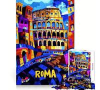Puzzle Roma Colosseo Colori per Adolescenti 1000 Pezzi Richiamo Miglioramento Rilassante Divertimento Taglio Chiaro Decorazione da Parete (38x26cm)