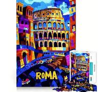 Puzzle Roma Colosseo Colori per Adolescenti 1000 Pezzi Richiamo Miglioramento Rilassante Divertimento Taglio Chiaro Decorazione da Parete (38x26cm)