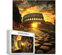 Puzzle Roma Puzzle 4000 Pezzi Jigsaw Adulti DIY Classici Gioco, Puzzles a Forma di Colosseo, Giochi Rilassamento e Intelligence per Ragazzi 14 Anni 141x87cm/4000 pcs con Scatola Regalo in Legno H-6586