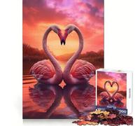 Puzzle romantico a forma di cuore con cigni rosa per adolescenti, 1000 pezzi, gioco intelligente antistress, bordi affilati, regalo di compleanno (38x52cm)