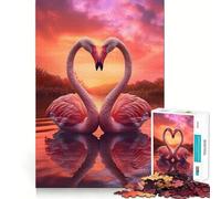 Puzzle romantico con cigni rosa e cuore, 1000 pezzi, per adolescenti, gioco di logica, divertimento in famiglia, bordi trasparenti, calda sorpresa (38x26cm)
