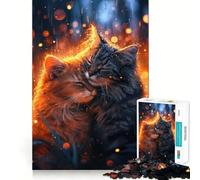 Puzzle romantico con coppia di gatti, 1000 pezzi, per adulti, gioco intelligente e divertente, bordi lisci, decorazione da parete (38x52cm)