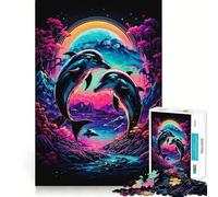 Puzzle romantico con delfini per adolescenti, 1000 pezzi, stimola la memoria, momenti di serenità, taglio premium, regalo di compleanno (38x26cm)