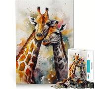 Puzzle romantico con giraffa da 1000 pezzi per adulti e ragazzi Ricorda, costruisci lentamente, divertiti, ritaglia con precisione, opera d'arte da collezione (50x75cm)