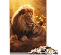 Puzzle romantico d'amore con leone e leonessa, 1000 pezzi, livello di difficoltà, gioco educativo, giocattolo, regalo di Halloween, 1000 pezzi (38x26 cm)