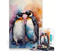 Puzzle romantico di pinguini da 1000 pezzi per adolescenti, gioco di logica stimolante, momento di relax, bordi trasparenti, regalo creativo (38x26cm)