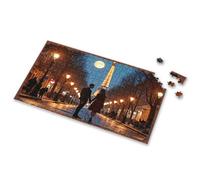 Puzzle romantico, passeggiata serale sotto la torre Eiffel illuminata dalla luna, puzzle per adulti (300 pezzi)