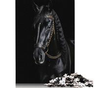 Puzzle rompicapo a forma di cavallo dorato e scuro, 100% in cartone riciclato, per donne e uomini, regalo per la festa della mamma, 1000 pezzi (75x50 cm)
