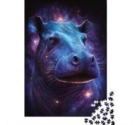 Puzzle rompicapo a forma di ippopotamo spaziale e galattico, in cartone riciclato al 100%, per bambini e adulti dai 12 anni in su, regali di Natale, 1000 pezzi (38x26 cm)