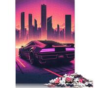 Puzzle rompicapo a tema auto sportiva retrò al neon, in cartone riciclato al 100%, per bambini e adulti dai 12 anni in su, regalo per la festa del papà, 1000 pezzi (75x50 cm)