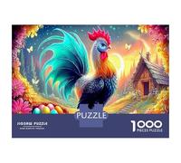Puzzle Rooster Next to Colored Eggs 1000 Pezzi Per Adulti - Wildlife Rilassamento Di Giochi, Parete Da Decorazione E Regalo 52x38cm/1000pcs