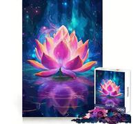 Puzzle rosa acceso con loto per ragazzi, 1000 pezzi, stimolante per la logica, ideale per il tempo libero, con bordi nitidi e perfetto come regalo festivo (38x26cm)